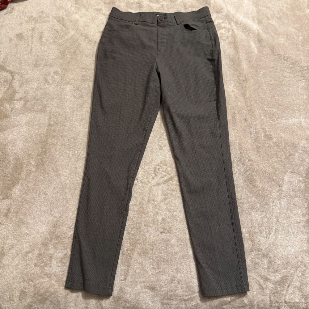 Mario Serrani Italy Women Olive Green Geometric Textured Slim Fit Pants Size M